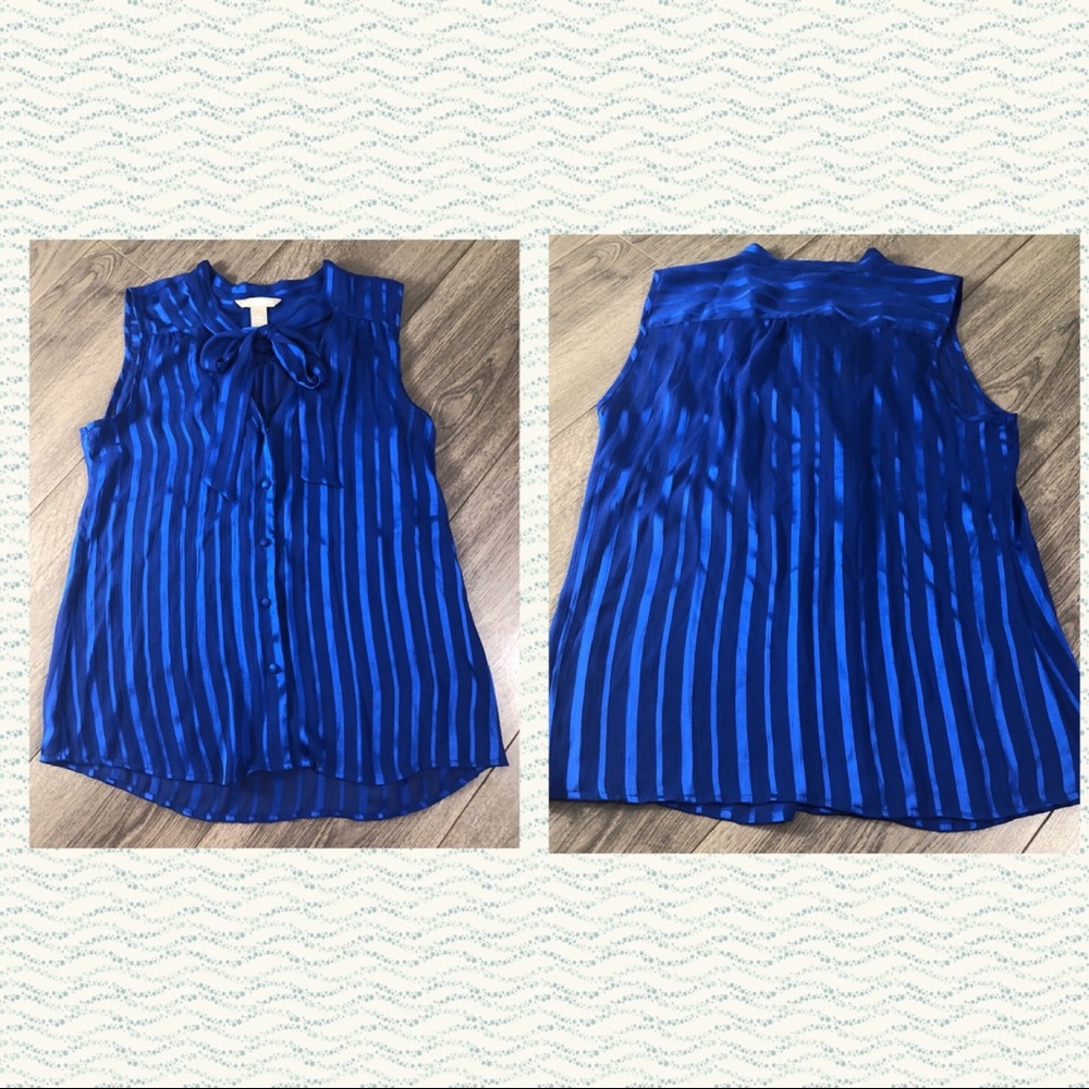 BANANAREPUBLIC BLUE BOWTIE BUTTON UP TANK BLOUSE M